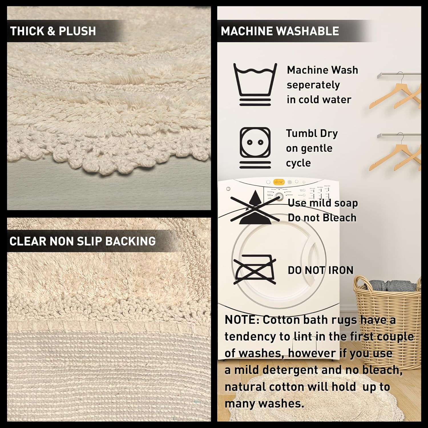 Chardin home Ivory Crochet Bathrug 17x24 Inch