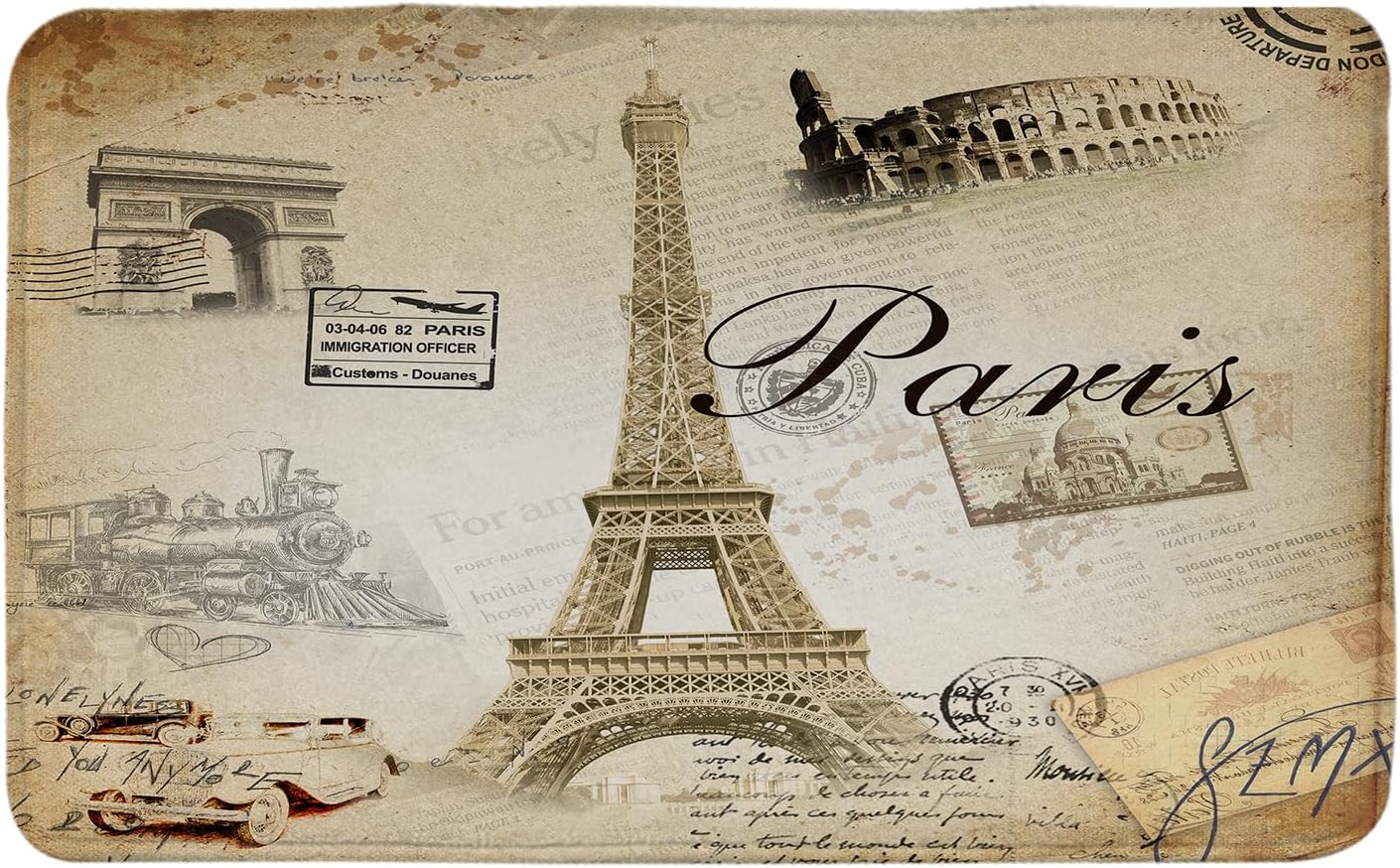 RSMYX Eiffel Tower Bath Mat Paris Style