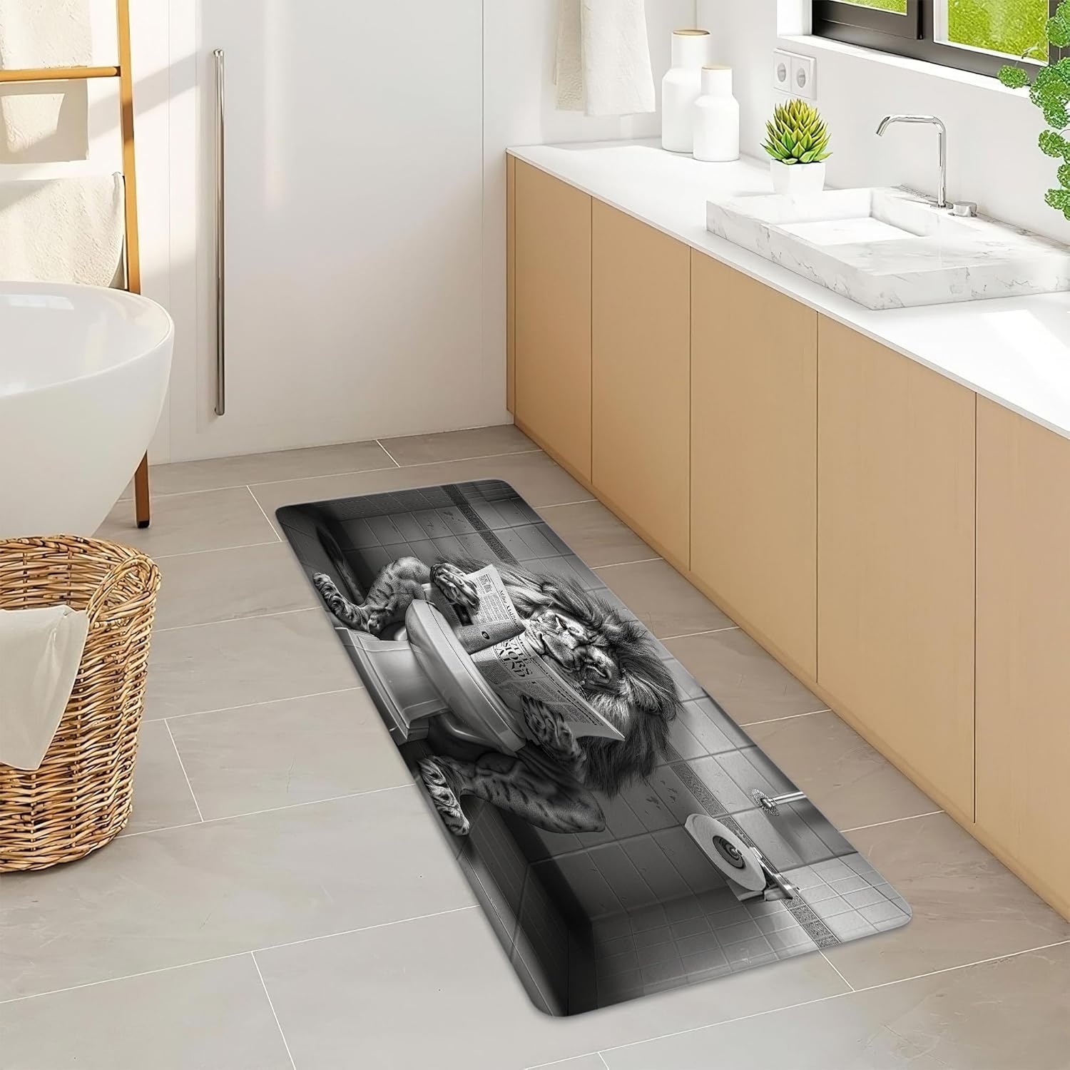 JAWO Funny Cool Lion Bath Mat Non Slip Rugs
