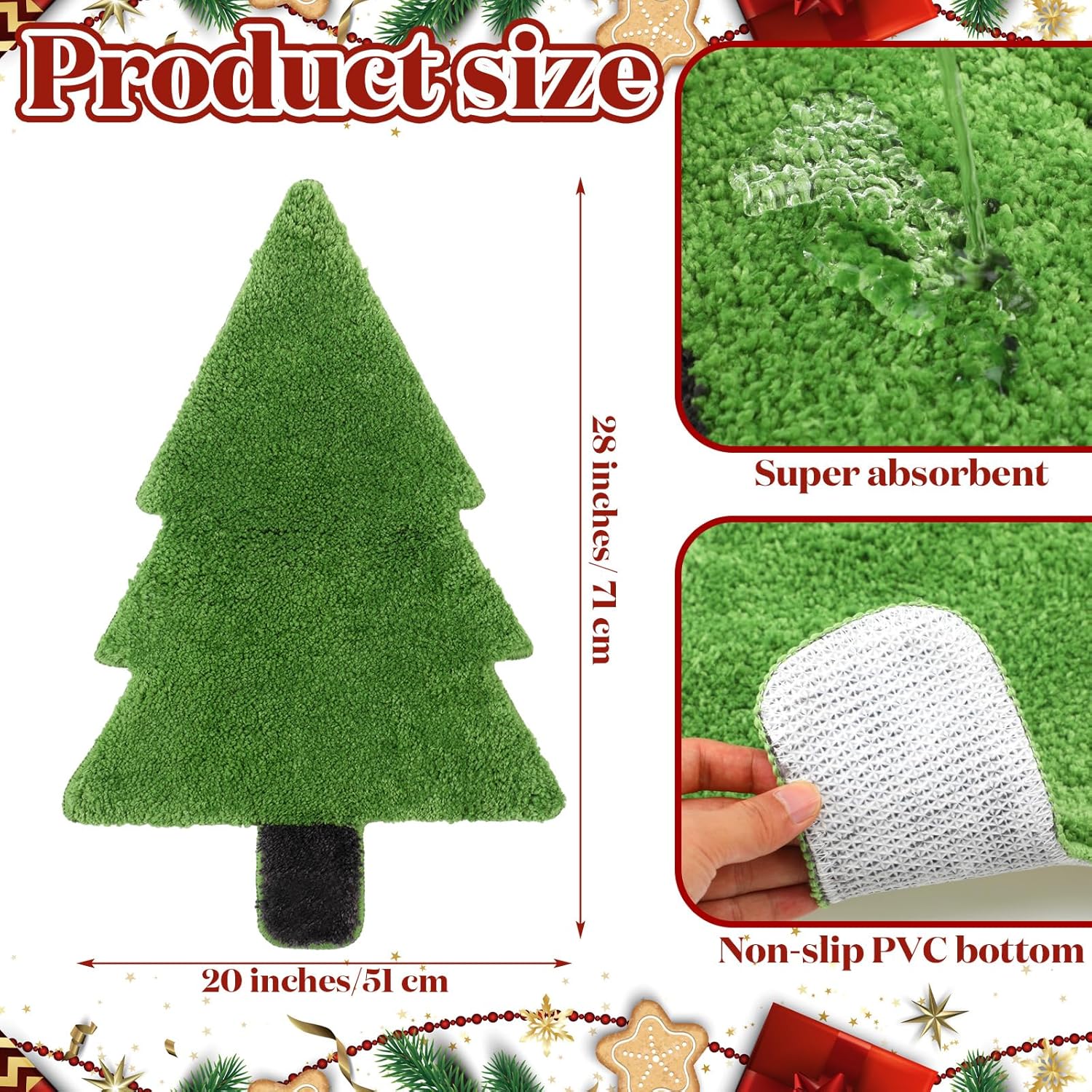 Tinideya Christmas Tree Bath Mat 28x20 Non Slip Kids Rug