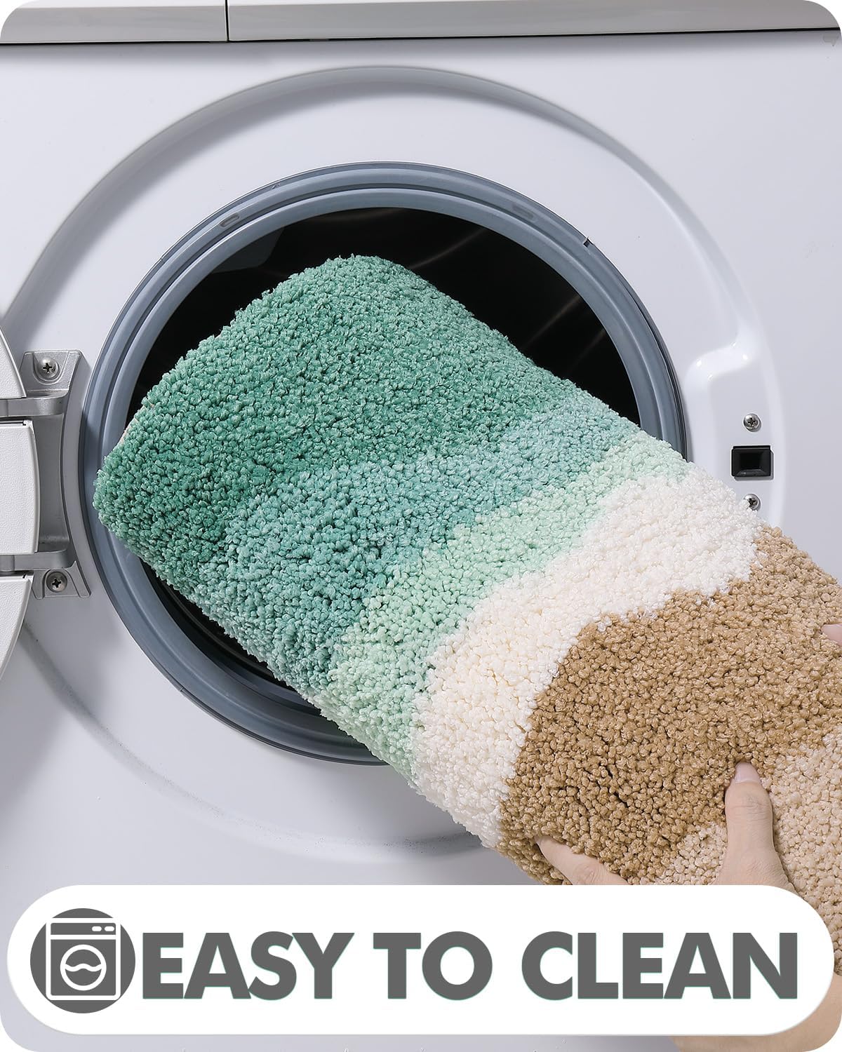 LUMI Bath Mats with Wave Designs Non-Slip Machine Washable