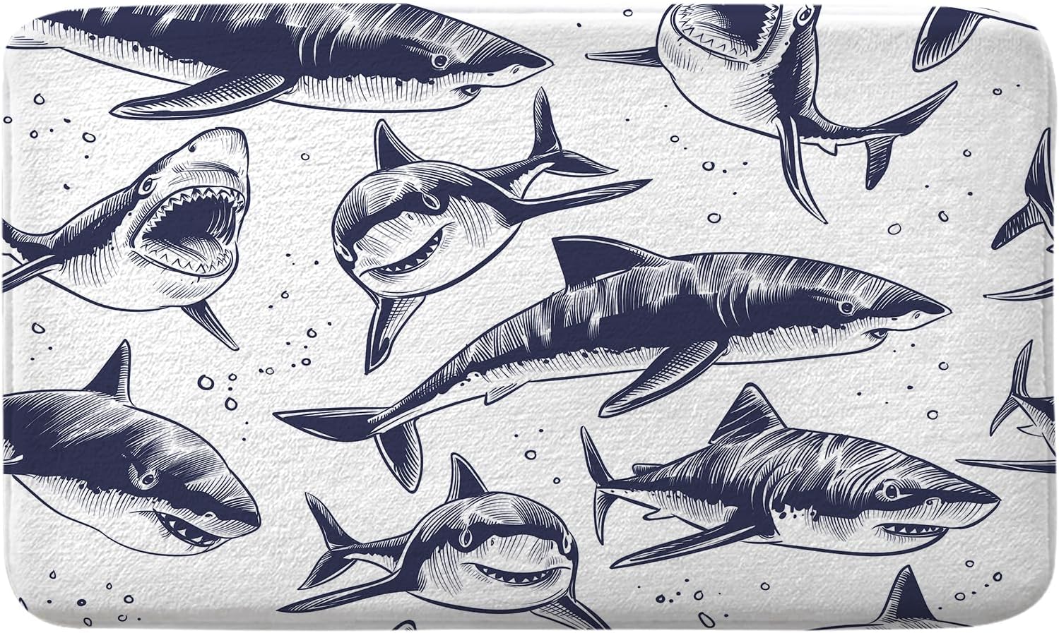 iTapnoom Shark Bath Rug Mat - Navy Blue 17x29 Inch