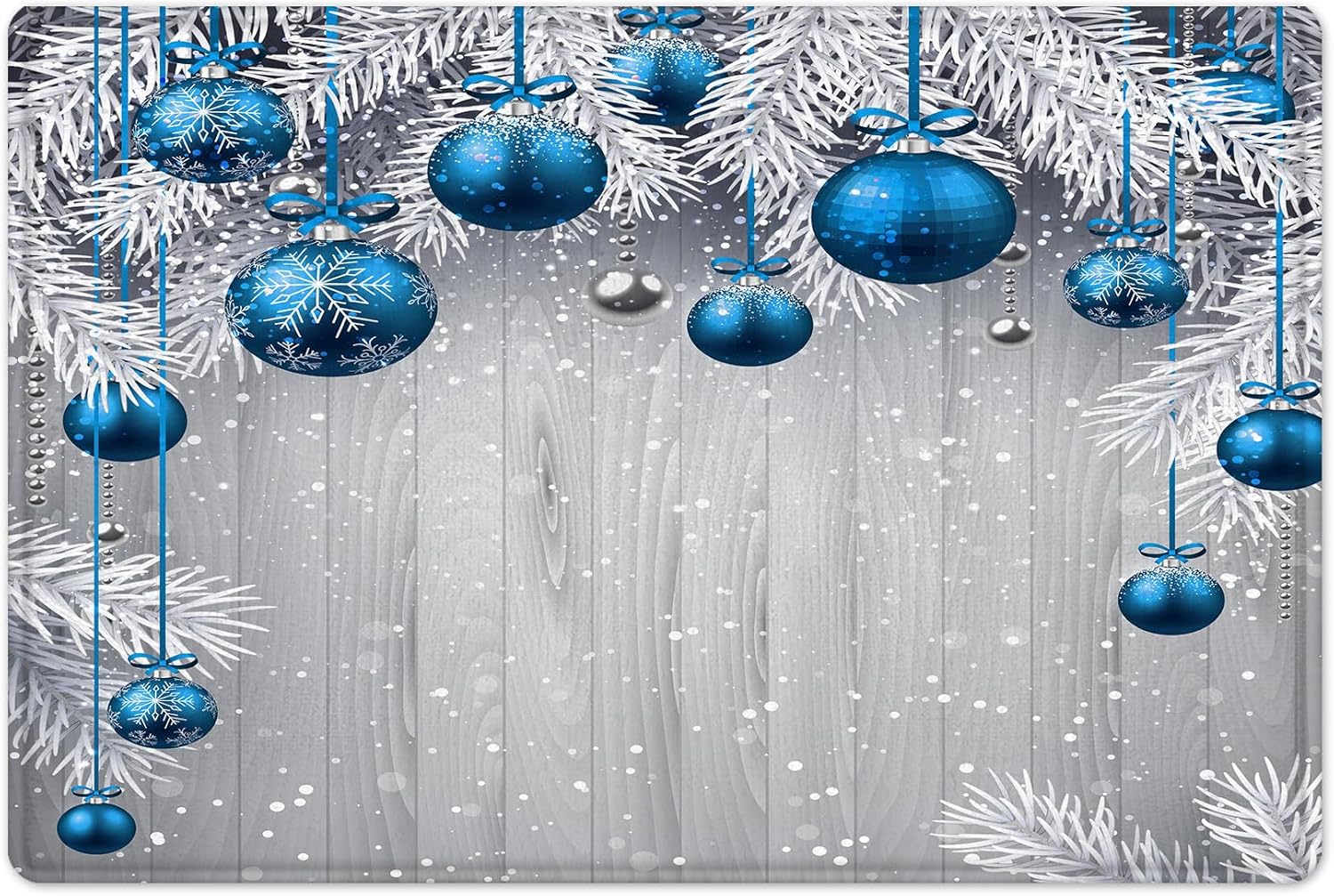 HVEST Blue Christmas Ball Bath Mat 15X23 Inches