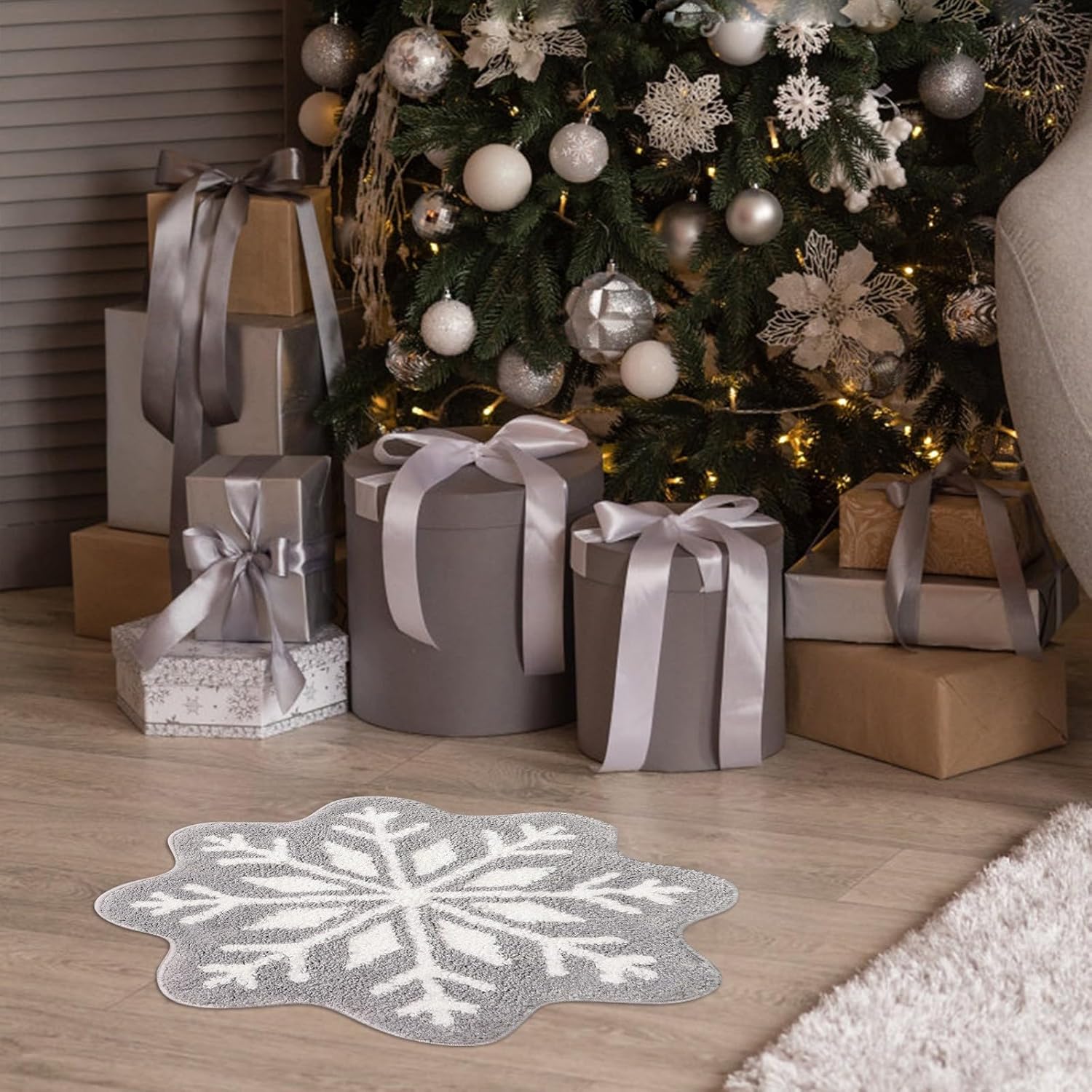 KELINFONG Snowflake Bathtub Mat - 26 Non-Slip Shaggy Rugs