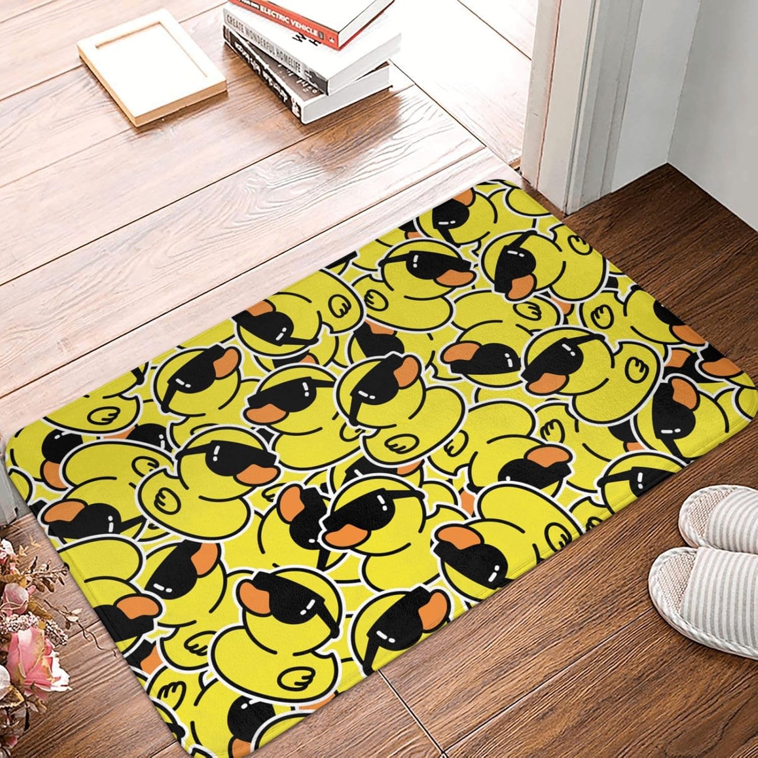 Cartoon Rubber Duck Bath Mat 24x16 Non-Slip Soft Microfiber