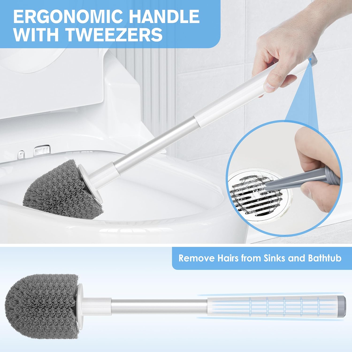 LOVLOY Toilet Brush 2 Pack with Stainless Steel Handle