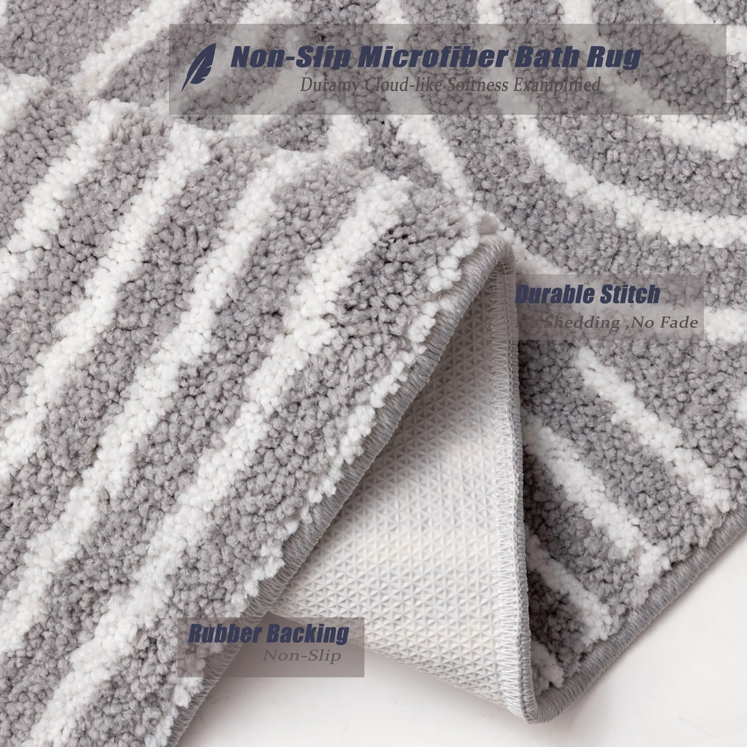 Urtlmaji Grey Bath Runner Rug 24x60 Non-Slip Microfiber