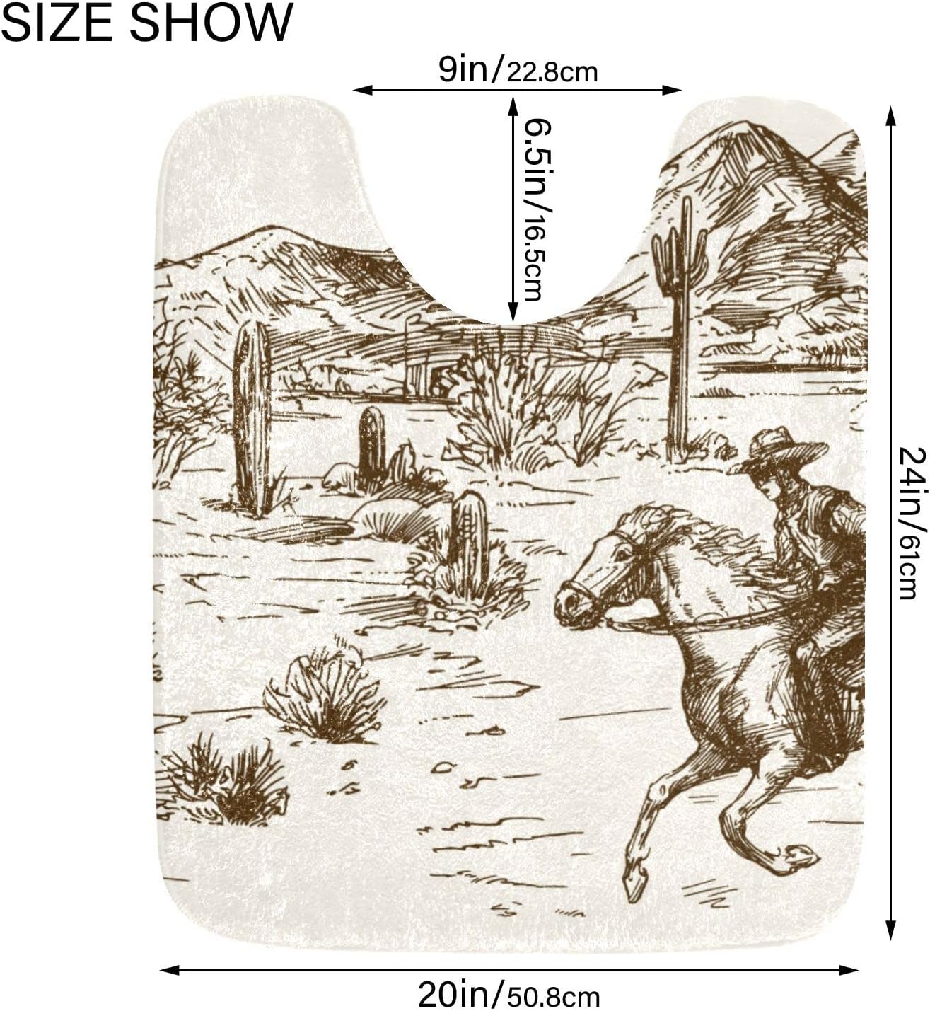 Western Cowboy Bath Rug Mat - Non-Slip Quick Dry 16x24 in
