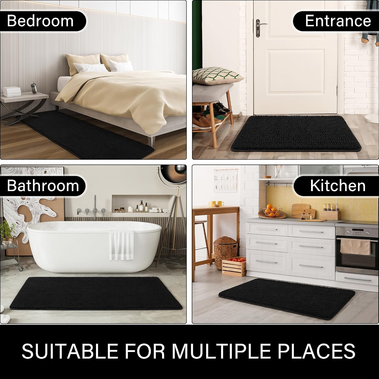 LOCHAS 2 Piece Bath Rug Set Black