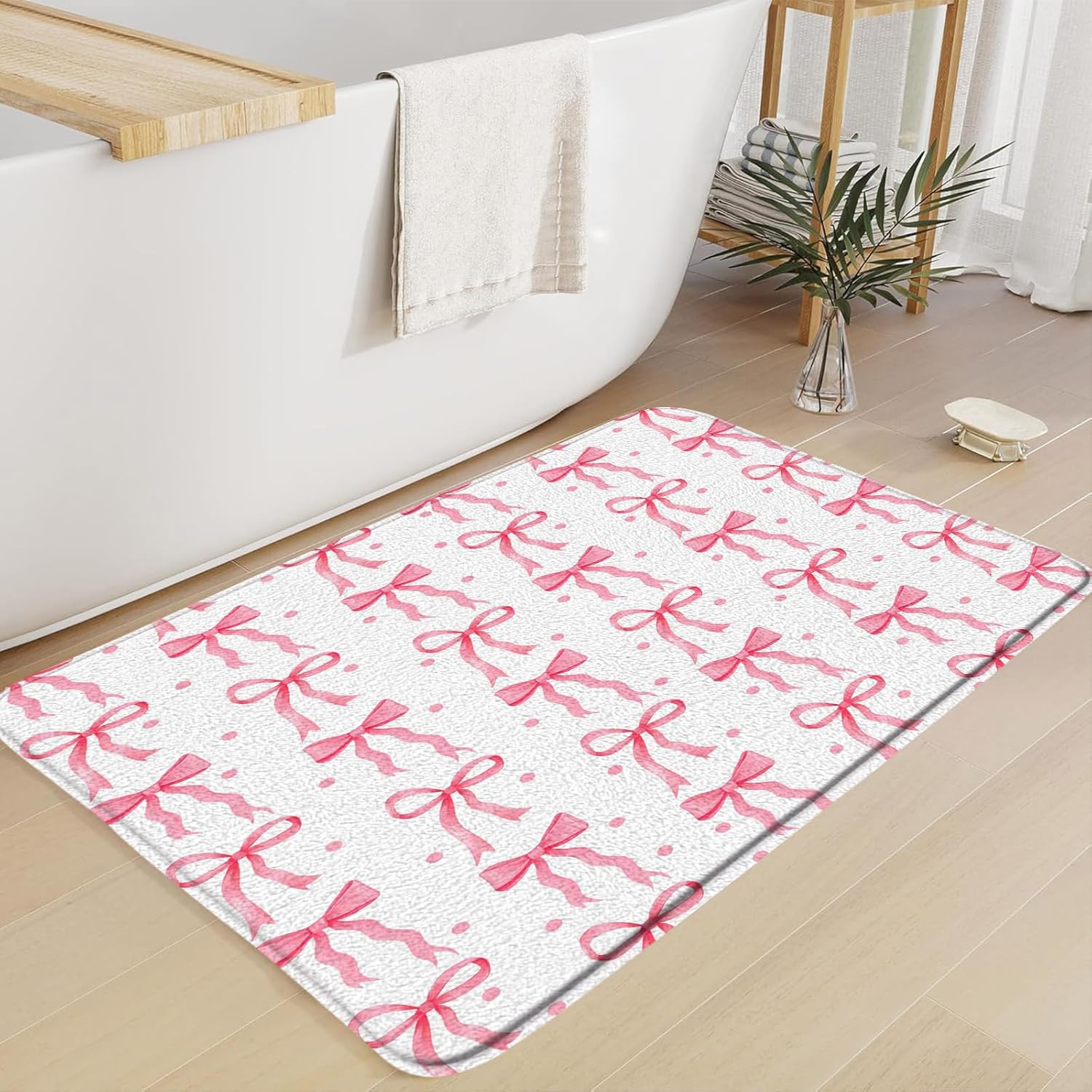 AEMBEE Pink Bow Bath Mat 178x295 Inch