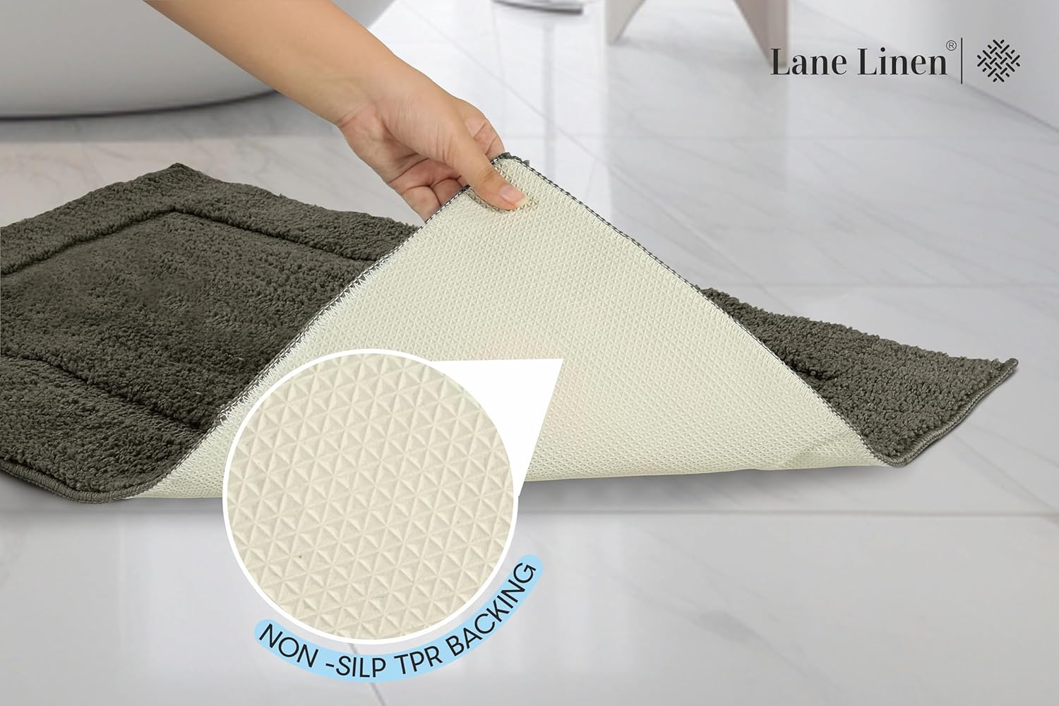 LANE LINEN 2 Piece Bath Rug Set - Non Slip Brown