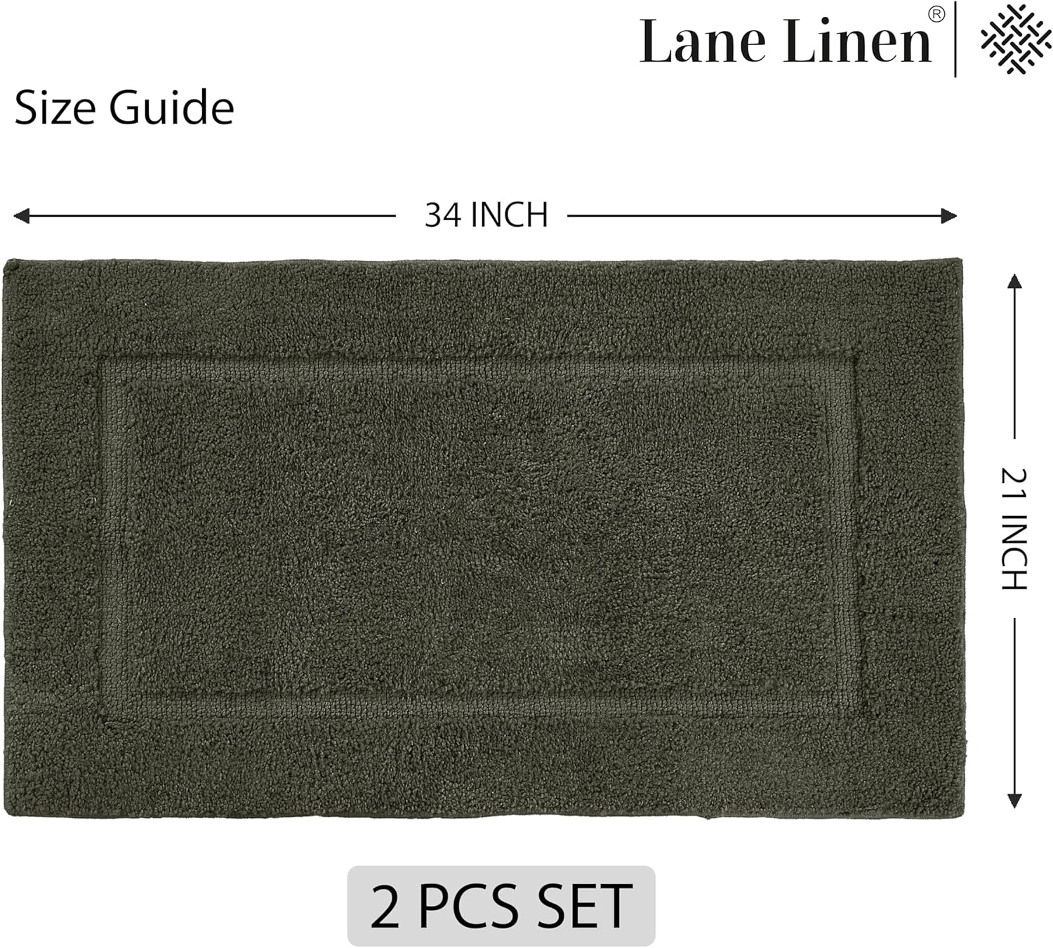 LANE LINEN 2 Piece Bath Rug Set - Non Slip Brown