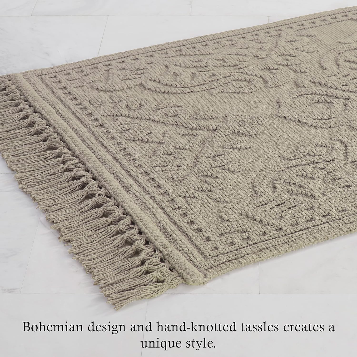 Jean Pierre - Woven Bath Mats Set of 2 17x31 and 21x41 Cotton Rugs