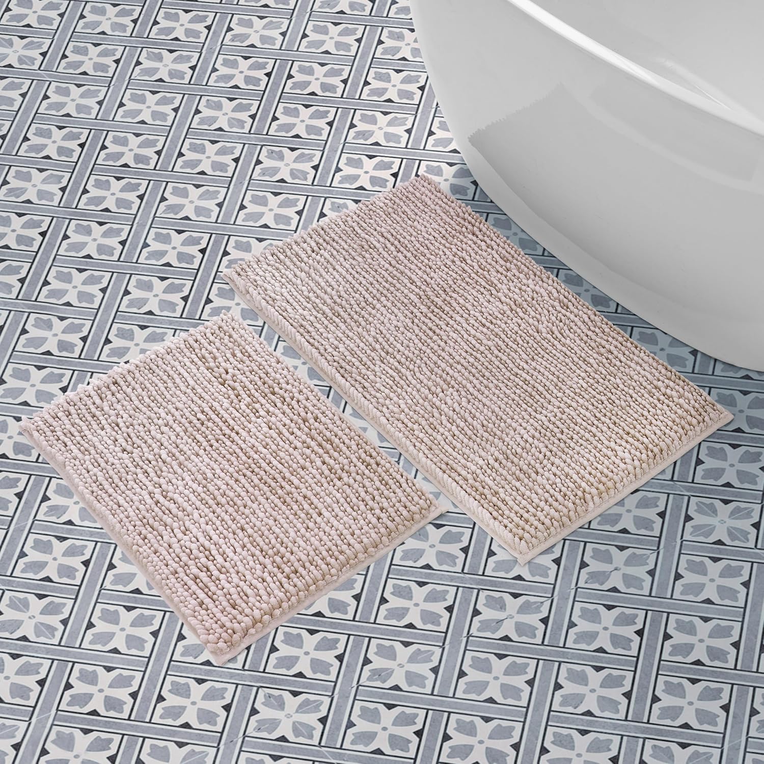 Laura Ashley Butter Chenille Bath Rug Set - 2 Piece Blush 1