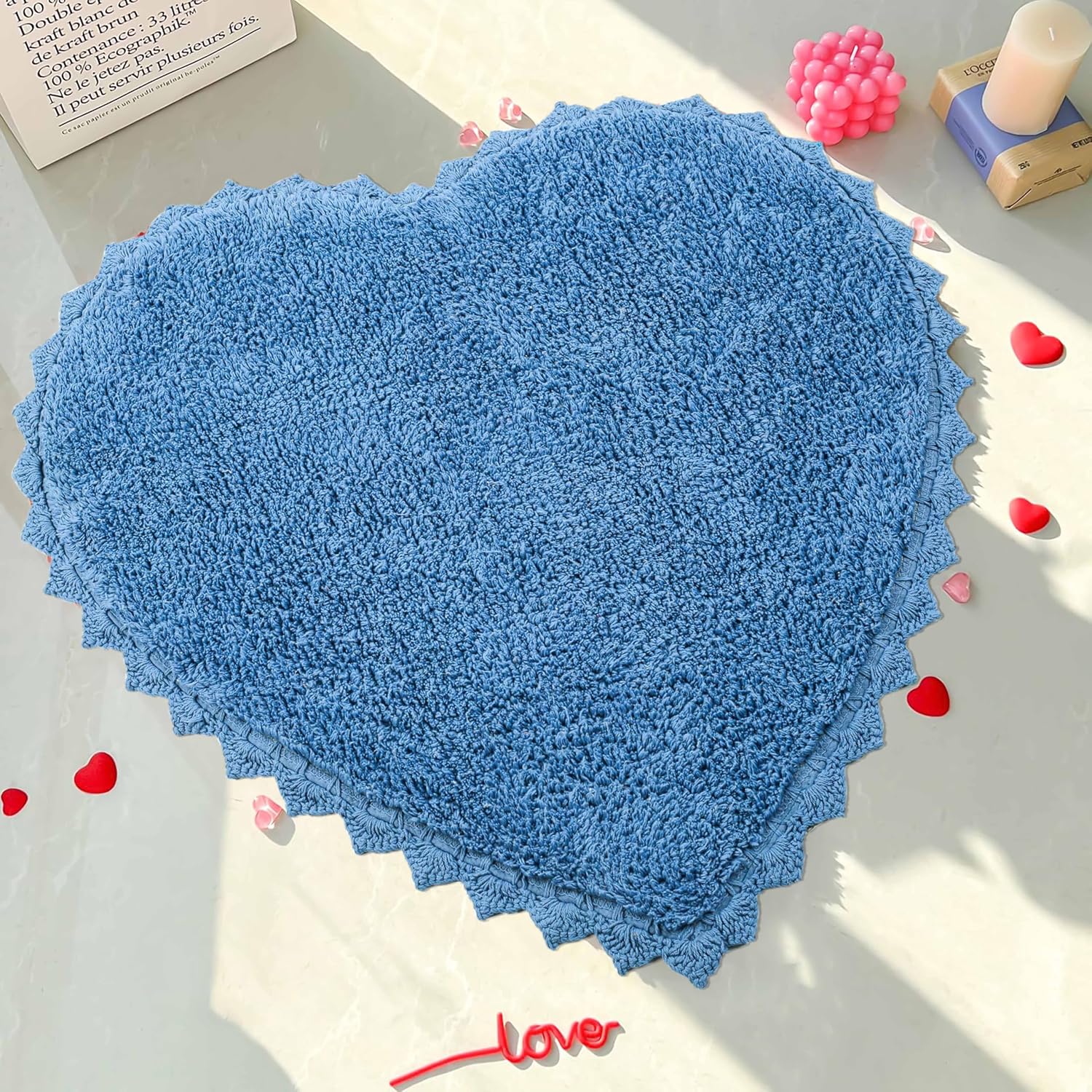 Royal Blaze Heart Shaped Reversible Bath Rug 28x28