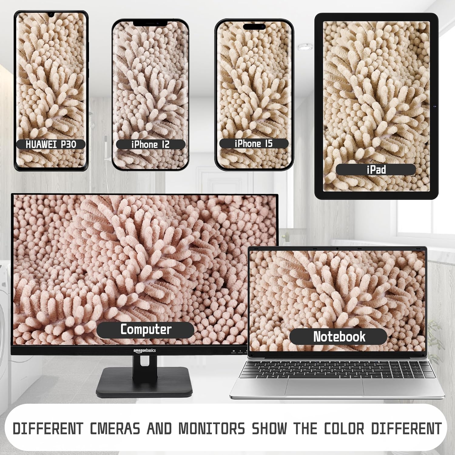 Yimobra Chenille Toilet Rug - Blush Beige U-Shaped Non Slip