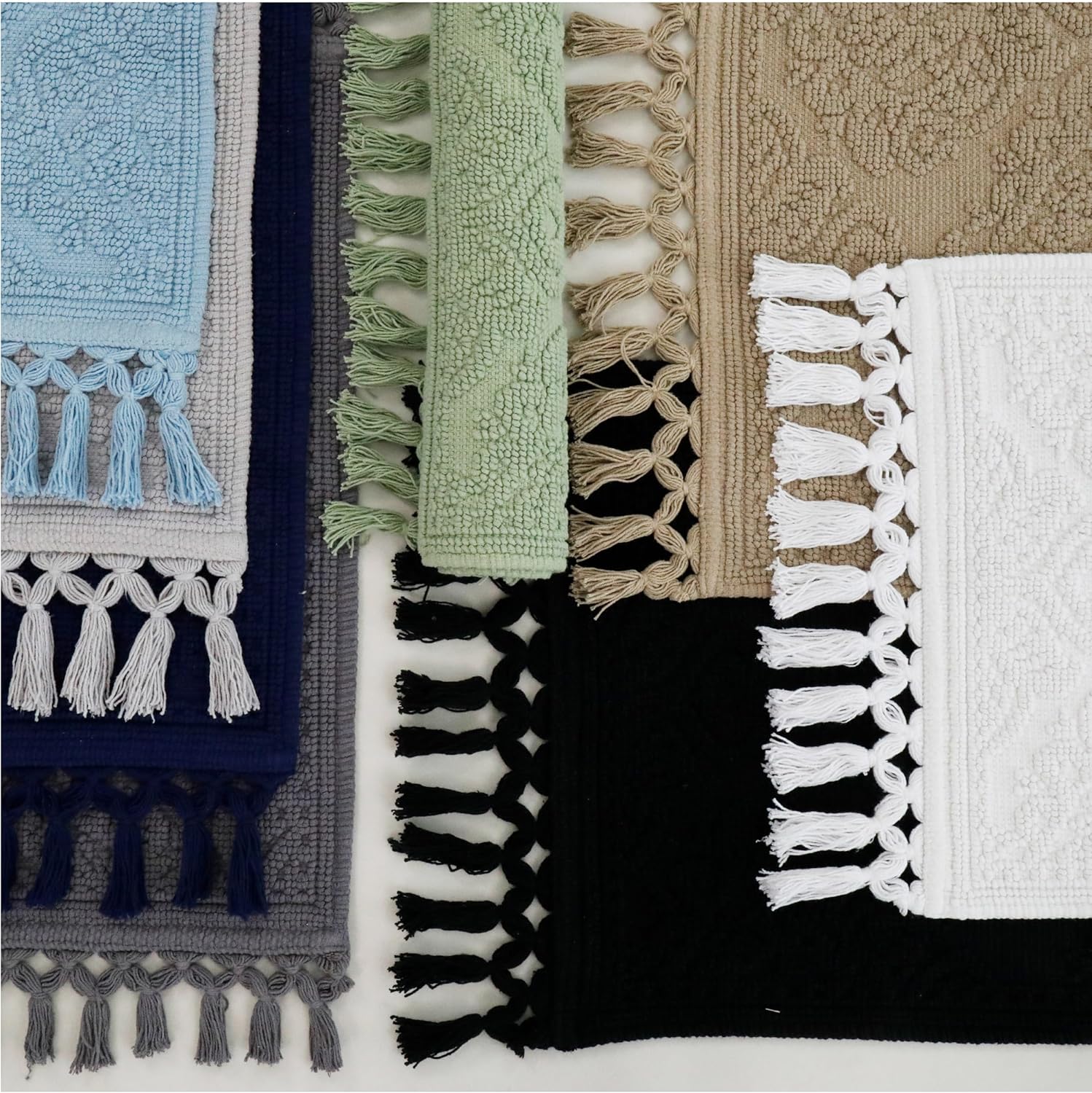 Jean Pierre - Woven Bath Mats Set of 2 17x31 and 21x41 Cotton Rugs