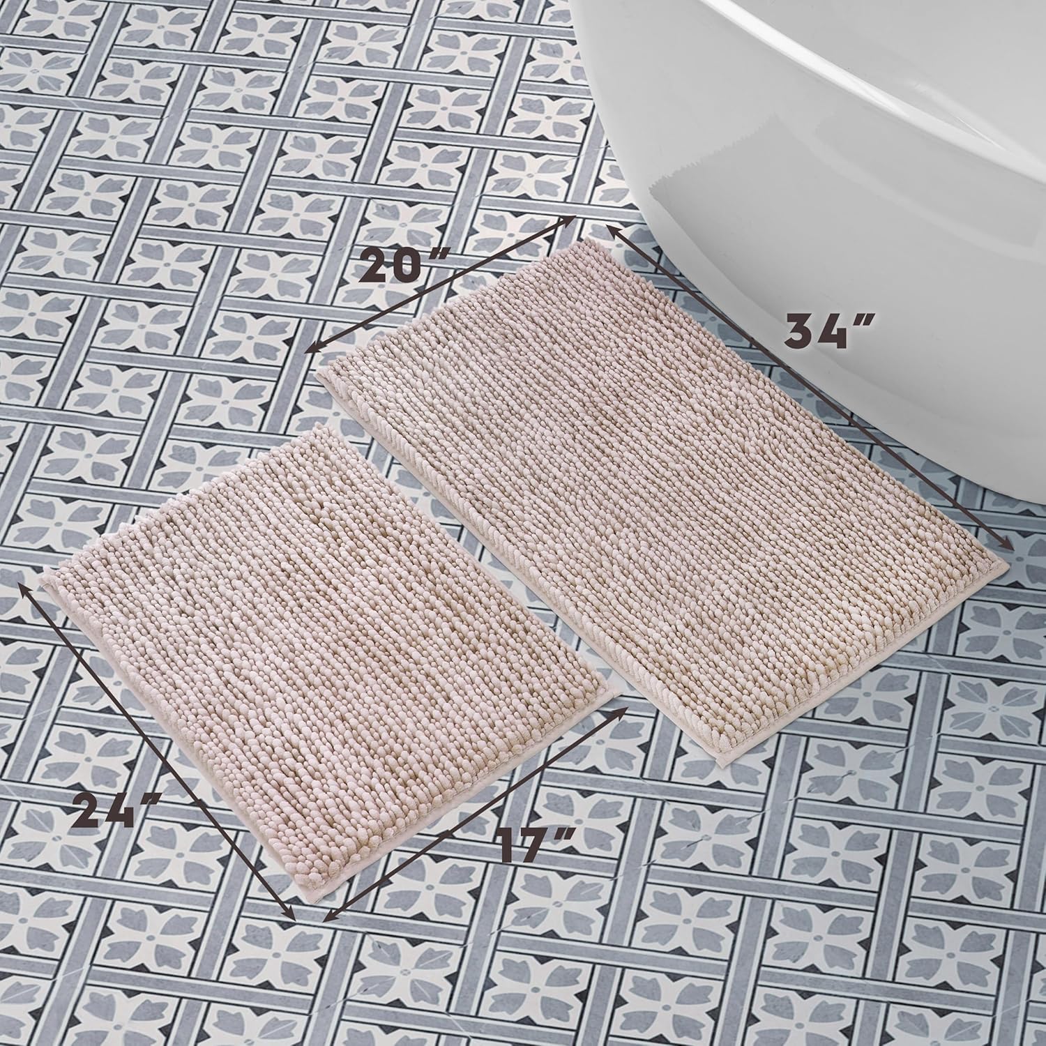 Laura Ashley Butter Chenille Bath Rug Set - 2 Piece Blush 1