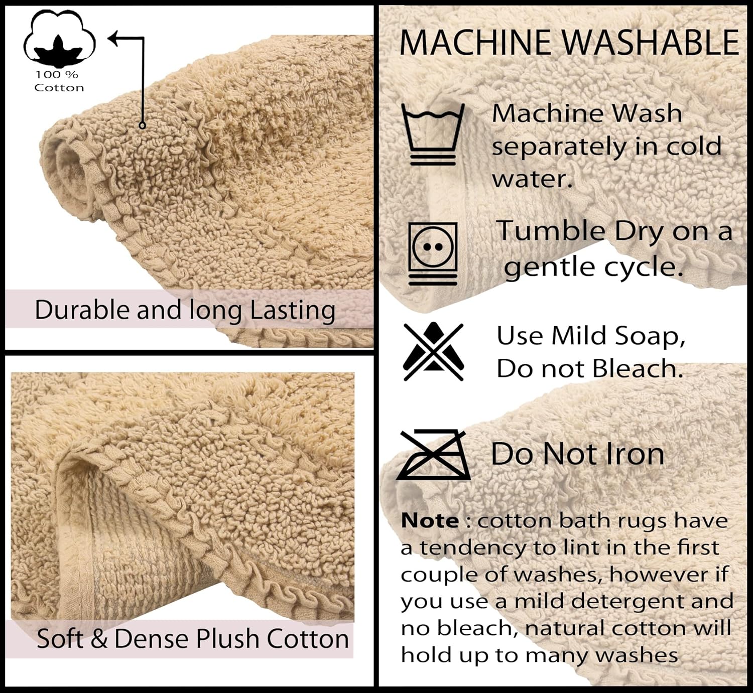 Home Weavers Radiant 100 Cotton Bath Rug Set 17x24
