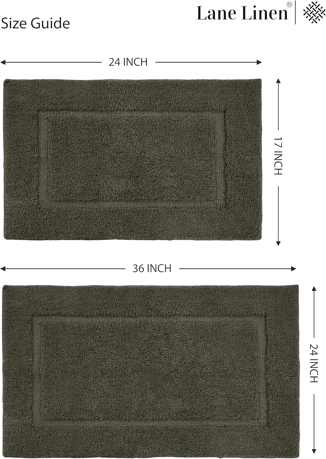 Lane Linen 2-Piece Bathroom Rug Set - Non Slip Ultra Absorbent