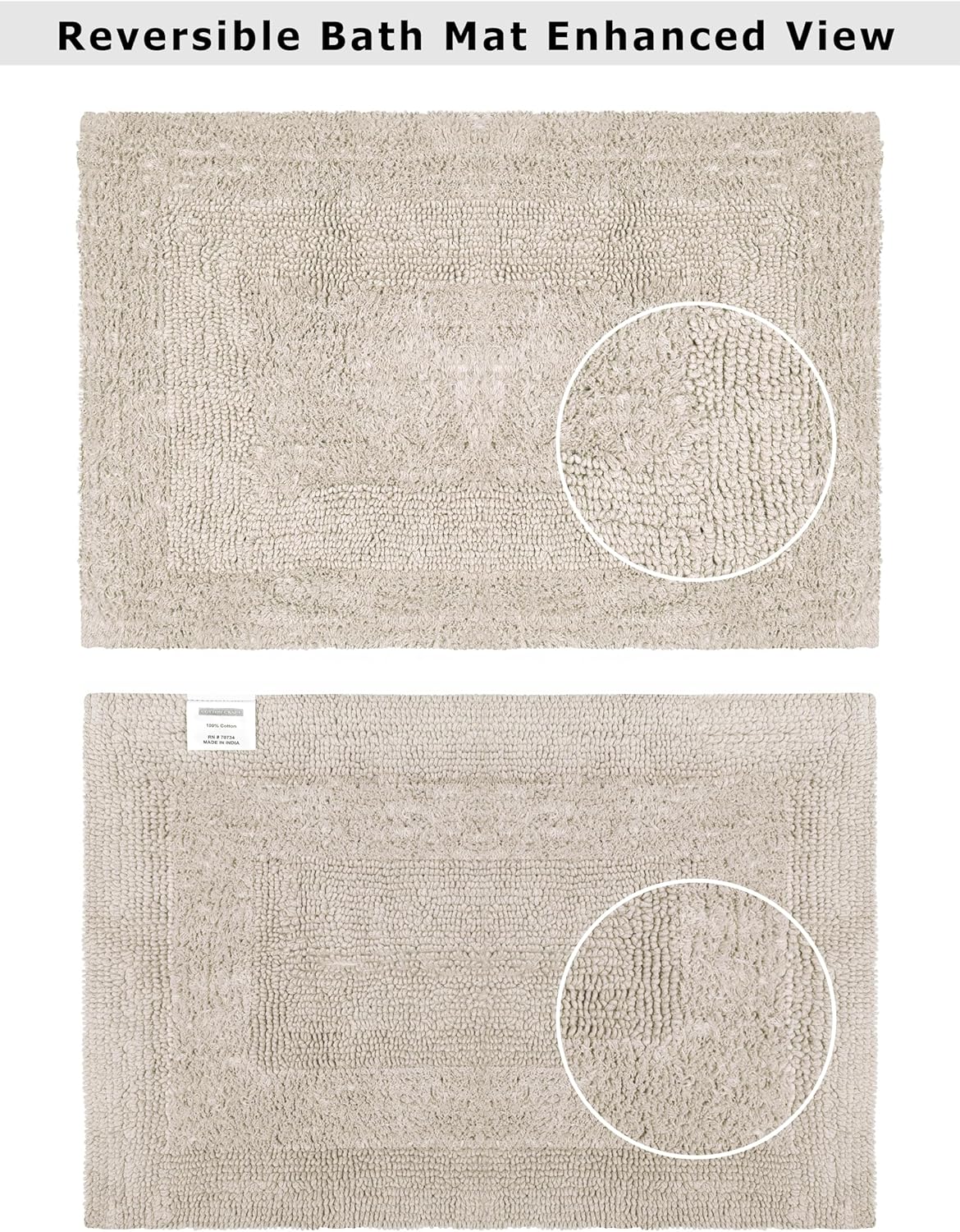 COTTON CRAFT Bath Mat Set of 2 Reversible