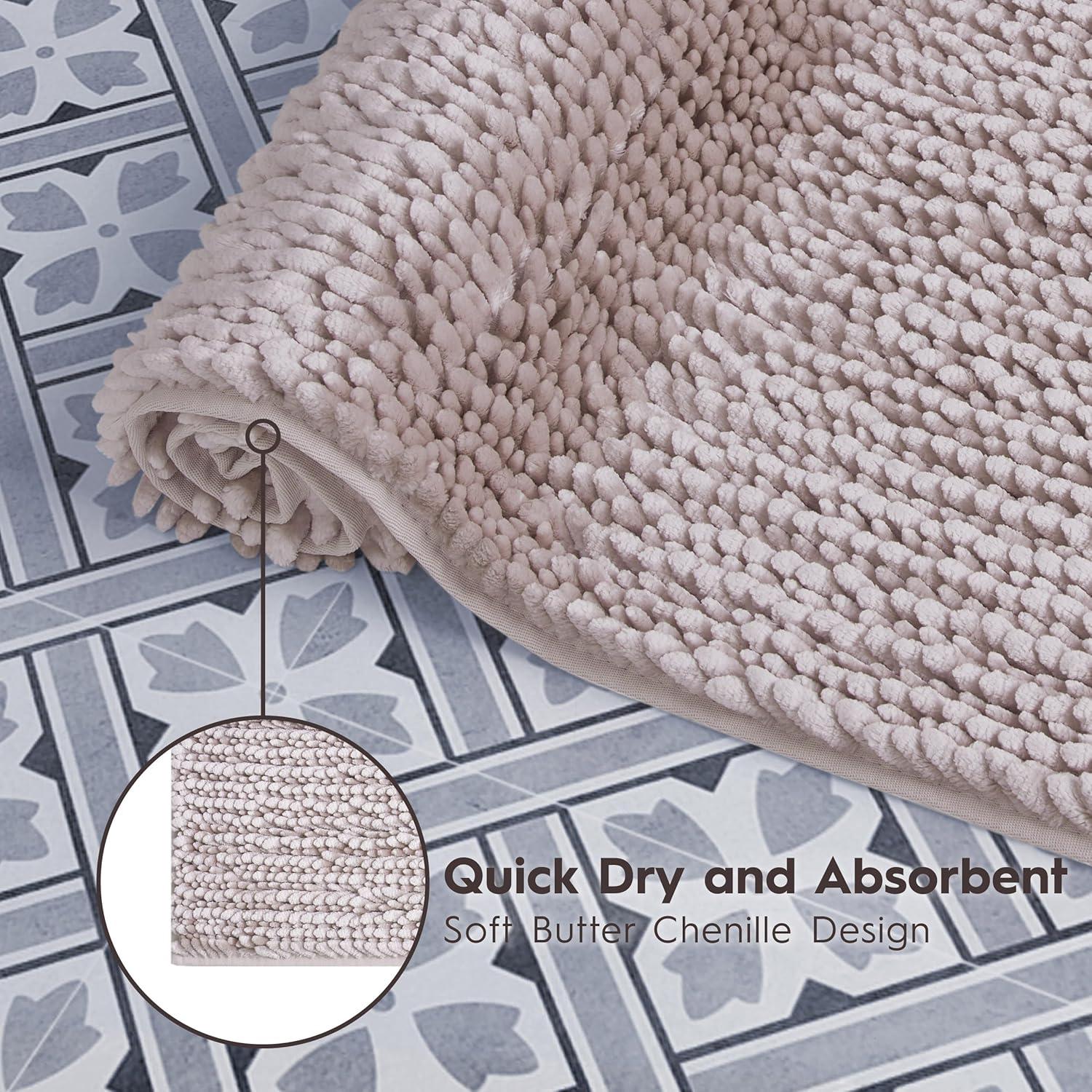 Laura Ashley Butter Chenille Bath Rug Set - 2 Piece Blush 1
