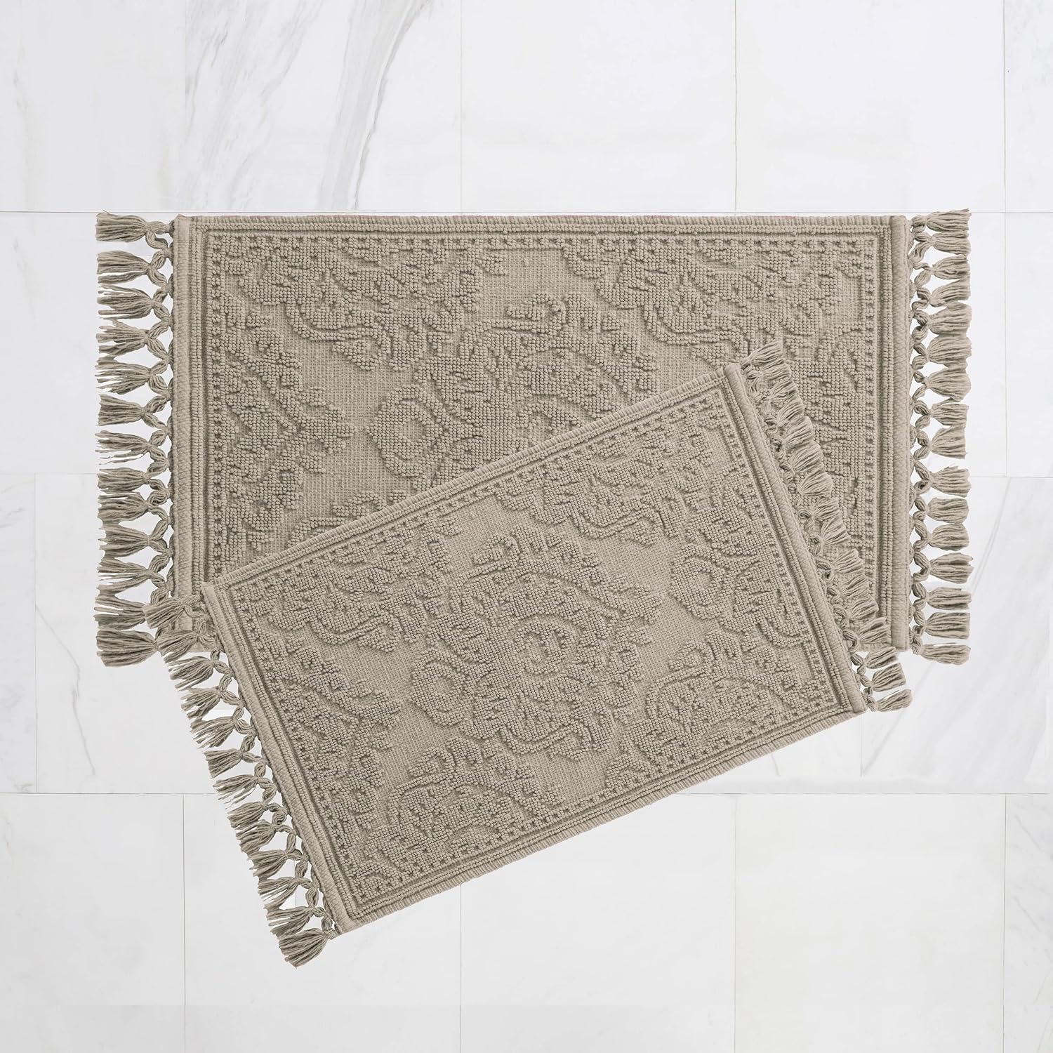 Jean Pierre - Woven Bath Mats Set of 2 17x31 and 21x41 Cotton Rugs