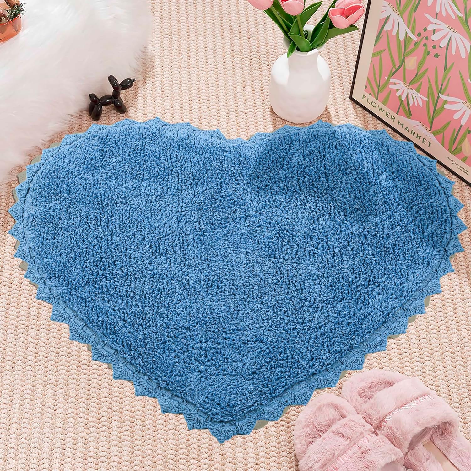 Royal Blaze Heart Shaped Reversible Bath Rug 28x28